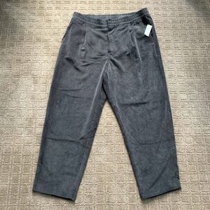 GAP Baggy Corduroy Pants Elastic Waist Women's XL Gray Wide Pull On Pleated NWT